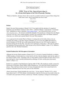 1998: Year of the Apocalypse (Part 2) text by Tom Stewart  What Saith the Scripture? http://www.WhatSaithTheScripture.com: Year of the Apocalypse (Part 2)