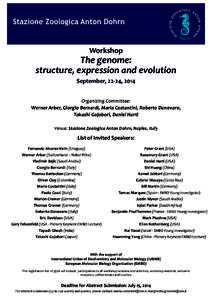 Stazione Zoologica Anton Dohrn  Workshop The genome: structure, expression and evolution