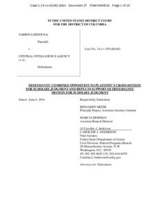 Case 1:14-cvBAH Document 27 FiledPage 1 of 15  IN THE UNITED STATES DISTRICT COURT FOR THE DISTRICT OF COLUMBIA SABRINA DESOUSA, Plaintiff,