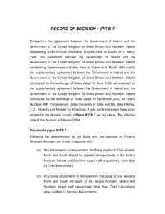 RECORD OF DECISION  - IP/TB 7 Pursuant to the Agreement between the Government of Ireland and the Government of the United Kingdom of Great Britain and Northern Ireland