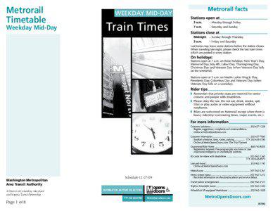 Metrorail Timetable