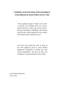 Guidelines on the Prevention of the Spreading of Avian Influenza in Social Welfare Service Units 