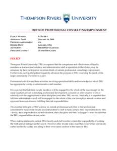 Canada / Thompson Rivers University / Titles / Faculty / Professor / Education / Knowledge / Academia
