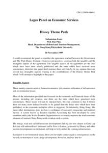 CB[removed])  Legco Panel on Economic Services Disney Theme Park Submission from: