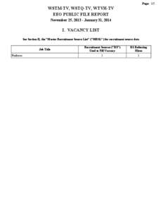 Page: 1/5  WSTM-TV, WSTQ-TV, WTVH-TV EEO PUBLIC FILE REPORT November 25, [removed]January 31, 2014