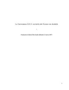 La Convenzione O.N.U. sul diritto alle Persone con disabilità * (traduzione di Maria Rita Saulle ultimata il 2 marzo 2007)
