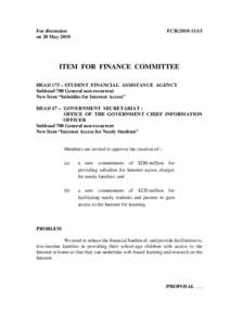 For discussion on 28 May 2010 FCR[removed]ITEM FOR FINANCE COMMITTEE