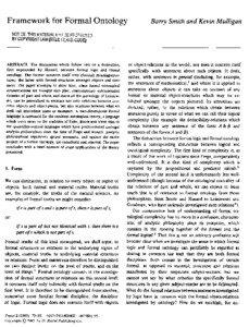 Framework for Formal Ontology  Barry Smith and Kevin Mulligan