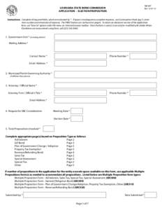 SBC007 Rev[removed]LOUISIANA STATE BOND COMMISSION APPLICATION - ELECTION PROPOSITION