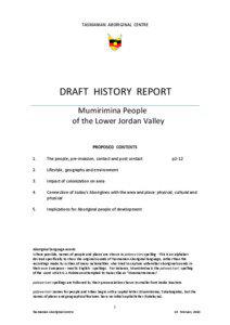 TASMANIAN ABORIGINAL CENTRE  DRAFT HISTORY REPORT