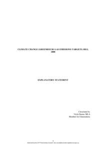 CLIMATE CHANGE (GREENHOUSE GAS EMISSIONS TARGETS) BILL 2008 EXPLANATORY STATEMENT  Circulated by