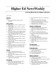Higher Ed NewsWeekly from the Illinois Board of Higher Education July 21, 2011 PEOPLE Page