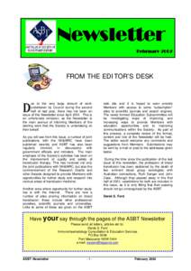 Newsletter February 2002 FROM THE EDITOR’S DESK  D