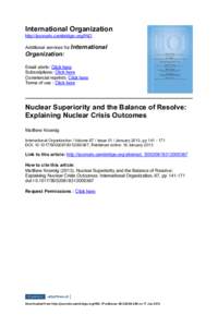 International Organization http://journals.cambridge.org/INO Additional services for International  Organization: Email alerts: Click here