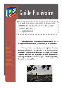 Guide Funéraire A N N É E[removed]UFC QUE CHOISIR DE CHARENTE MARITIME