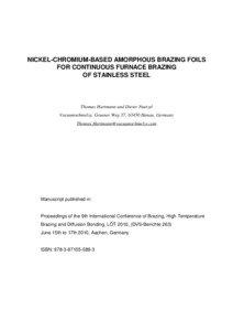 NICKEL-CHROMIUM-BASED AMORPHOUS BRAZING FOILS FOR CONTINUOUS FURNACE BRAZING OF STAINLESS STEEL