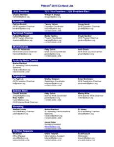 Pittcon® 2015 Contact List 2015 President Charles Holifield [removed[removed]Vice President[removed]President-Elect