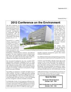 September[removed]Volume 36 No[removed]Conference on the Environment The 2012 Conference on