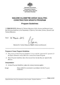 Microsoft Word - SKA Pre-construction Grants Program - Program Guidelines - March[removed])