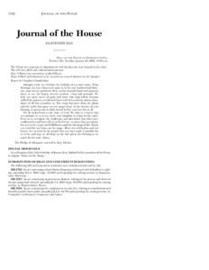 1342  JOURNAL OF THE HOUSE Journal of the House ELEVENTH DAY