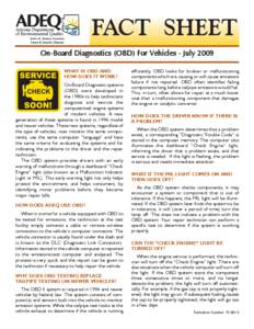 On Board Diagonstics OBD Fact Sheet