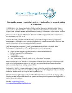 Press Release: New Performance Evaluation System Training Plan in Place, Training to Start Soon (March 2012)
