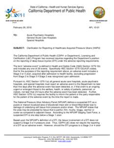 State of California—Health and Human Services Agency  California Department of Public Health MARK B HORTON, MD, MSPH Director