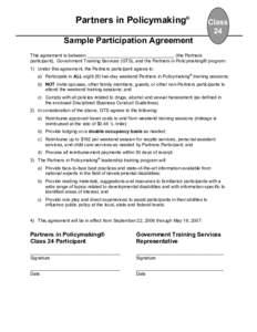 Partners in Policymaking®  Class 24  Sample Participation Agreement