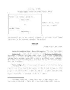 Slip Op[removed]UNITED STATES COURT OF INTERNATIONAL TRADE PUERTO RICO TOWING & BARGE CO., Plaintiff, Before: Pogue, Judge