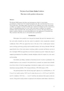 The Janus-Faced Ceteris Paribus Condition: Why there is still a problem with provisos Abstract:  Woodward[removed]argues that there are heterogeneous kinds of ceteris paribus