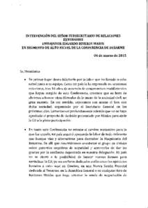 INTERVENCION DEL SENOR SUBSECRETARIO DE RELACIONES EXTERIORES EMBAJADOR EDGARDO RIVEROS MARIN EN SEGMENTO DE AL TO NICVEL DE LA CONFERENCIA DE DESARME  04 de marzo de 2015