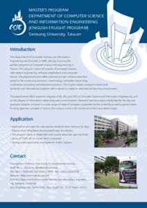 MASTER’S PROGRAM DEPARTMENT OF COMPUTER SCIENCE AND INFORMATION ENGINEERING (ENGLISH-TAUGHT PROGRAM) Tamkang University, Taiwan