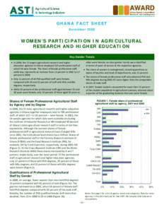 GHANA FACT SHEET December 2008  WOMEN’S PARTICIPATION IN AGRICULTURAL RESEARCH AND HIGHER EDUCATION Key Gender Trends