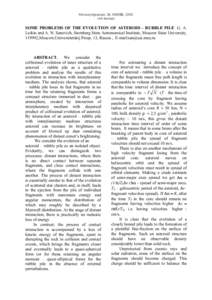 Microsymposium 38, MS059, 2003 (A4 format) SOME PROBLEMS OF THE EVOLUTION OF ASTEROID – RUBBLE PILE G. A. Leikin and A. N. Sanovich, Sternberg State Astronomical Institute, Moscow State University, 119992,Moscow,Univer