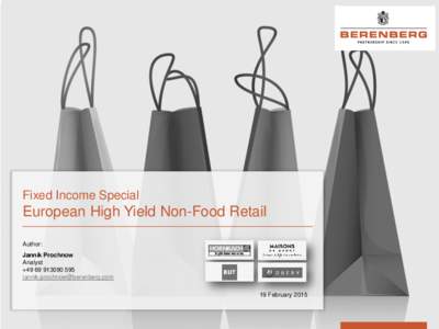 Fixed Income Special  European High Yield Non-Food Retail Author: Jannik Prochnow Analyst