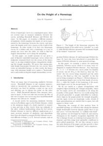 CCCG 2009, Vancouver, BC, August 17–19, 2009  On the Height of a Homotopy Erin W. Chambers∗  Abstract