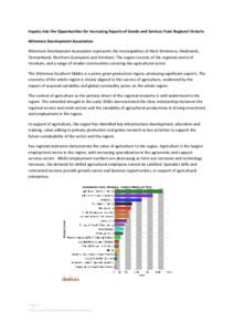 Inquiry into the Opportunities for Increasing Exports of Goods and Services from Regional Victoria Wimmera Development Association Wimmera Development Association represents the municipalities of West Wimmera, Hindmarsh,