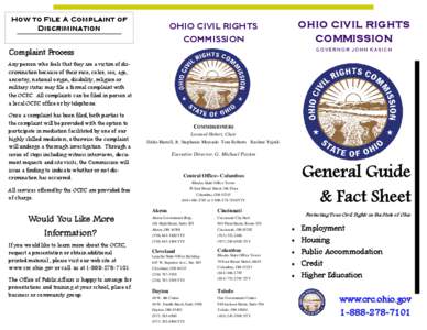 How to File A Complaint of Discrimination OHIO CIVIL RIGHTS COMMISSION