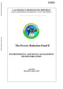 Economics / Multilateral development banks / ESMF / Weather prediction / World Bank Group / Laos / Environmental impact assessment / Social impact assessment / Risk management / Impact assessment / Prediction / Development