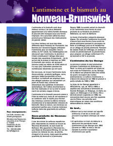 L’antimoine et le bismuth au  Nouveau-Brunswick L’antimoine et le bismuth sont deux métaux curieux. Les deux éléments appartiennent à la même famille chimique