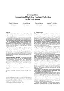 Syncopation: Generational Real-time Garbage Collection in the Metronome David F. Bacon  Perry Cheng