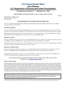U.S. Census Bureau News Joint Release U.S. Department of Housing and Urban Development U.S. Department of Commerce  Washington, D.C