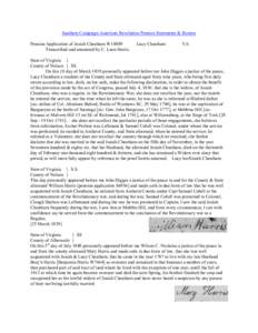 Southern Campaign American Revolution Pension Statements & Rosters Pension Application of Josiah Cheatham W18889 Transcribed and annotated by C. Leon Harris. Lucy Cheatham