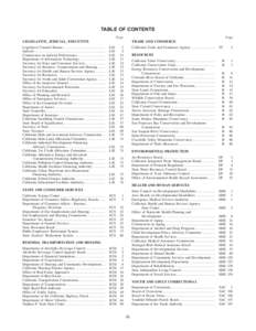 TABLE OF CONTENTS Page Page  LEGISLATIVE, JUDICIAL, EXECUTIVE