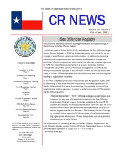 THE CRIME RECORDS SERVICE NEWSLETTER  CR NEWS Volume 16, Number 4  Oct.—Dec. 2011