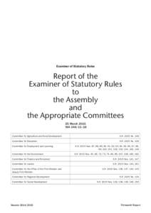 Examiner of Statutory Rules  Report of the Examiner of Statutory Rules to the Assembly