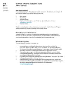 SERVICE-SPECIFIC GUIDANCE NOTE Advice services PhonepayPlus Guidance Note Service-Specific Advice
