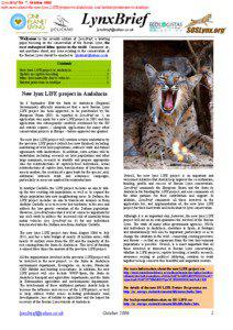 LynxBrief No. 7, October 2006 with news about the new lynx LIFE project in Andalucía, and habitat protection in Andújar