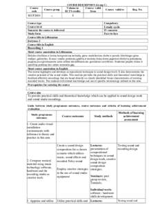 COURSE DESCRIPTION (Group C)  Course code  Course group