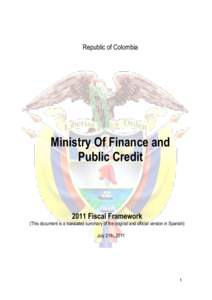 Republic of Colombia  Ministry Of Finance and Public Credit[removed]Fiscal Framework